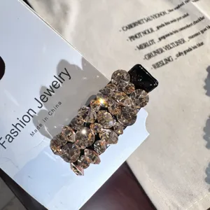 Pince à cheveux bec de canard en strass scintillants avec cristaux brillants pour coiffure.