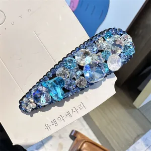 Pince a cheveux en cristal bleu strass scintillants accessoire elegante pour les femmes