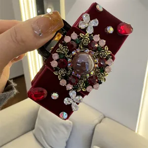 Exquisite barocke Samt Strass Haarklammer, luxuriöse retro glänzende Kristall Haarspange für Damen.