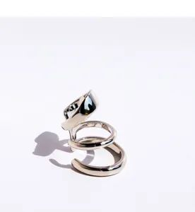 Metal multi-layer spiral ear cuff, minimalist silver tone fashion jewelry for daily wear.