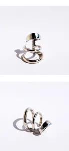 Close-up details of the punk metal multi-layer spiral C-shaped ear cuff, non-piercing.
