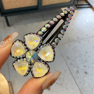 Pince a cheveux fleur en cristal coreen brillant strass accessoire de mode pour femme