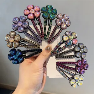 Pinces à cheveux fleur en cristal coréen strass brillants accessoires de mode pour femmes