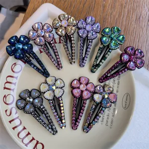 Pinces à cheveux fleurs strass colorées pinces clippantes en cristal étincelant pour femmes.