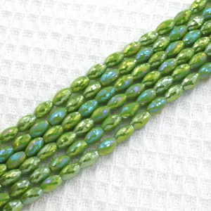 6x10mm πολυεδρικες πρασινες κρυσταλλινες χαντρες για χειροποιητα κοσμηματα και αξεσουαρ
