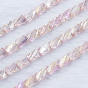 8x11mm Στρεφόμενες γυάλινες χάντρες ιριδίζον ροζ κρύσταλλο DIY κατασκευή κοσμημάτων