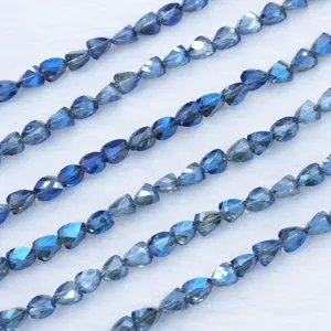6x8mm πολυγωνικές κρυστάλλινες χάντρες μπλε χαλαρές για DIY κοσμήματα βραχιόλια κολιέ