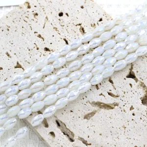 6x10mm πολυεδρικες χαντρες τυμπανο λευκες ιριδιζουσες για DIY κατασκευη κοσμηματων