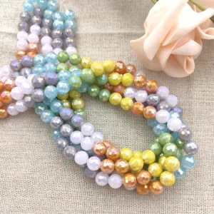 8mm multi-cut kleurrijke glas kristal kralen voor DIY sieraden maken mooie glitter kralen