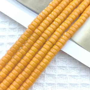 Κίτρινες χάντρες αποστάσεων 3x6mm γυάλινα βραχιόλι κολιέ αξεσουάρ κοσμημάτων DIY