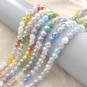 Meerkleurige Gefacetteerde Kunstkristal Glas Losse Kralen Ronde Vorm Geometrie Gegalvaniseerde Tussenkralen Voor DIY Armband Ketting Sieraden Componenten