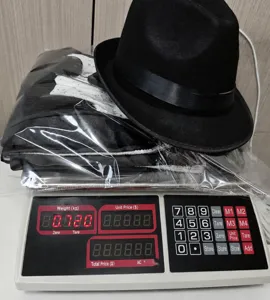 Ensemble de costume de danse à paillettes noires Michael Jackson avec chapeau fedora