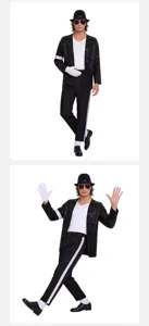 Halloween MJ déguisement cosplay veste sequins noirs t-shirt blanc tenue de scène