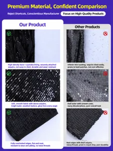 Tissu de sequin noir pour costume de danse materiau haute densite detail brillant 1pc