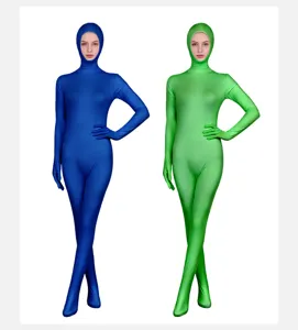 Λεπτομερής όψη ολόσωμων στολών zentai ανοιχτού προσώπου από ελαστικό ποιοτικό ύφασμα.