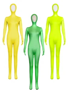 Ολόσωμη φόρμα zentai ανοιχτού προσώπου από μετάξι γάλακτος μονόχρωμη για παράσταση σκηνής