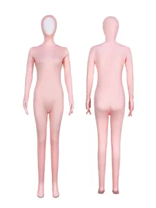 Ροζ ολόσωμη στολή zentai με ανοιχτό πρόσωπο spandex κορμάκι για θεατρικές παραστάσεις