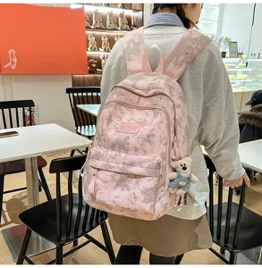 Zaino scolastico carino con stampa di stelle grande capacita borsa casual da donna