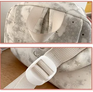 Zaino carino con stampa di stelle vista dettagliata, borsa scuola casual leggera per ragazze.