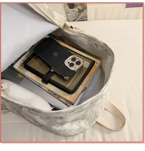 Carino zaino scolastico in tela con stampa stella luna grande capacità leggero zaino casual teen