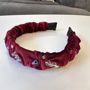 Diadema terciopelo cristal lujo vintage diadema pelo hecho a mano accesorio strass