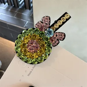 Pince à cheveux sucette en strass colorés, joli clip latéral pour un style quotidien mignon.