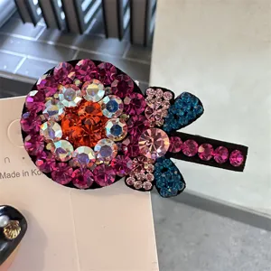 Pince à cheveux sucette en strass colorés barrette canard en cristal accessoires mignons