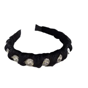 Black velvet rhinestone headband elegant crystal hair hoop crystal accessories for women chic new