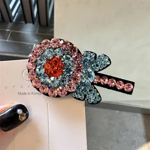 Pince à cheveux sucette en strass coloré jolie barrette latérale pour coiffure tendance