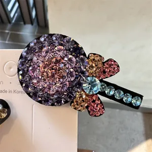 Pince à cheveux sucette strass colorée style coréen mignon clip latéral cristal brillant canard