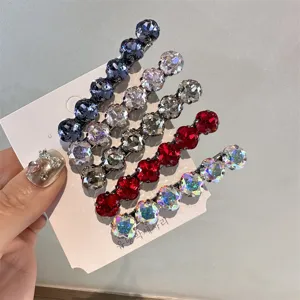 Set van glanzende kristallen strass haarklemmen elegante decoratieve zijclips voor dames