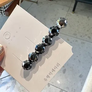 Koreaanse stijl chic zwarte strass haarspeld elegante metalen haarclip voor vrouwen en meisjes