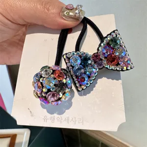 Rhinestone bow hair tie and crystal ball hair rope trendy fashion hair accessories for women.