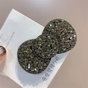Pinza de pelo de diamantes de imitación brillante diseño triple redondo pasador elegante mujer