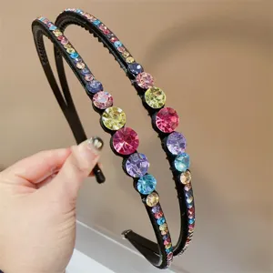 Dubbelstrengs strass haarband glinsterende kleurrijke kristalen haarhoepel elegante haaraccessoires