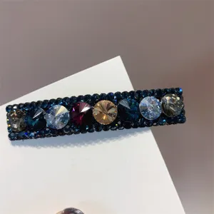 Blauwe kristallen strass haarklem voor vrouwen sprankelende mode haaraccessoires