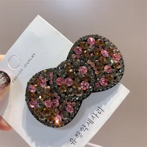 Pinza de pelo con diamantes de imitación brillantes cristales rosa marrón accesorio elegante