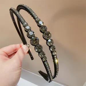 Elegante dubbele strass haarband voor vrouwen, sprankelende kristalen haarhoofdband.