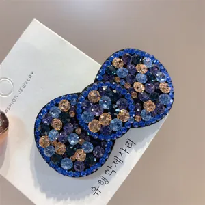 Pinza de pelo con diamantes de imitación elegante horquilla azul para mujer accesorio chic