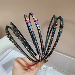Sprankelende strass dubbele haarband, elegante zwarte haaraccessoire voor vrouwen en meisjes.