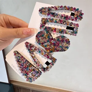 Koreanische Stil Strass Haarklammern Set glitzernde Kristall geometrische Haarnadeln