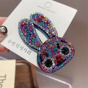 Pinza de pelo de conejo con diamantes de imitación coloridos accesorio lindo para m