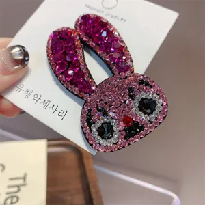 Pinza de pelo de conejo con diamantes de imitación brillante para mujeres, horquilla cristal.