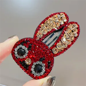 Pinza de Pelo de Conejo con Estrás Brillante Cristal Lindo Accesorio de Cabello Lateral