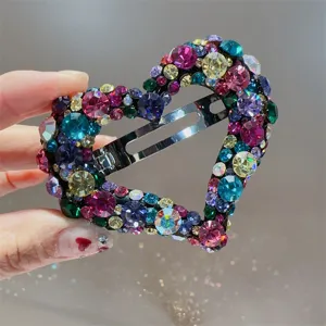 Superbe pince à cheveux cœur en strass étincelante barrette colorée pour femmes accessoire de coiffure