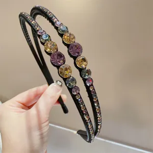 Elegante dubbelstrengse strass haarband sprankelende kristalen haarhoepel vrouwen accessoires