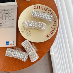 Elegante Strass Perlen Haarklammer, glänzende Kristall Haarklammer für Damen, Haar-Accessoire.