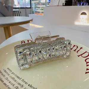 Glitzernde Strass Haarklammer Kristall große Haarkreuzklaue elegante Damen Haarspange Detail