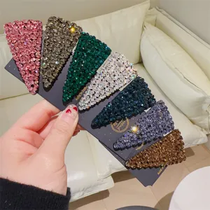 Pince à Cheveux Triangle Style Coréen Plein Strass Clip Pression Géométrique Élégant Fait Main Accessoires Cheveux Femmes