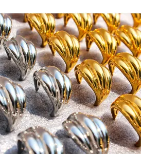 European and American niche wave streamline geometric metal exaggerated earrings gold and silver